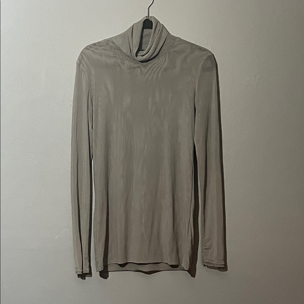 Beulah Gray Sheer Turtleneck Top